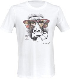 ORGANIC COTTON T SHIRT "MONKEY WITH GLASSES" - WHITE