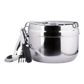 3 DB ROZSDAMENTES ACÉL ÉTKÉSZLET EDÉNYEKKEL - KATONAI FELESLEG A CSEH HADSEREGTŐL - MINT ÚJ