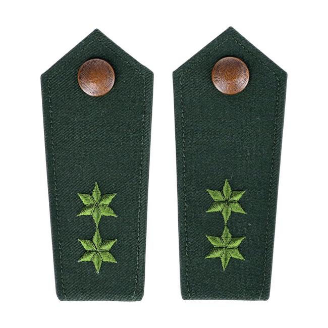 PAIR OF POLICE EPAULETTES – 2 STARS – OD GREEN/GREEN – WEST GERMAN FEDERAL POLICE – LIKE NEW