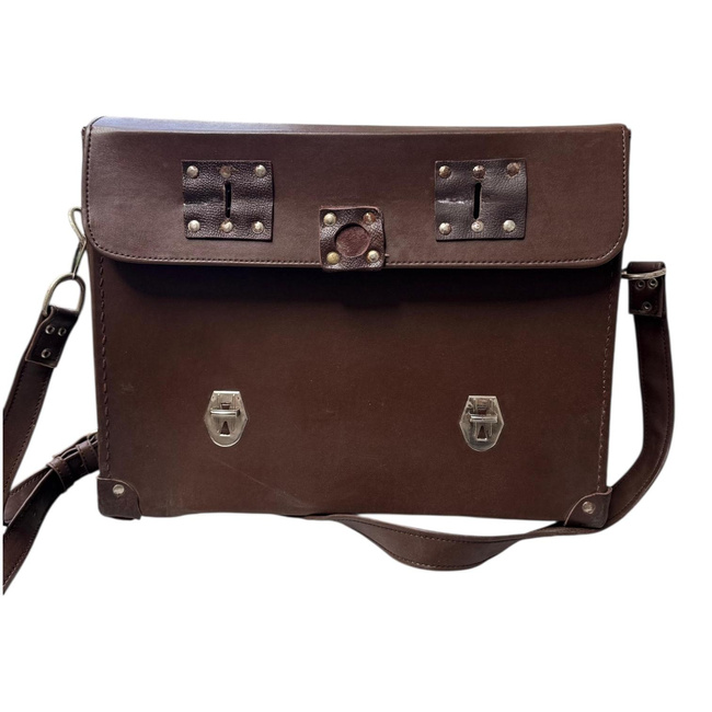 Vintage Aktatáska - Műbőr - 42 x 33 cm - Román Hadsereg Katonai Surplusz - Barna - Jó Állapotban