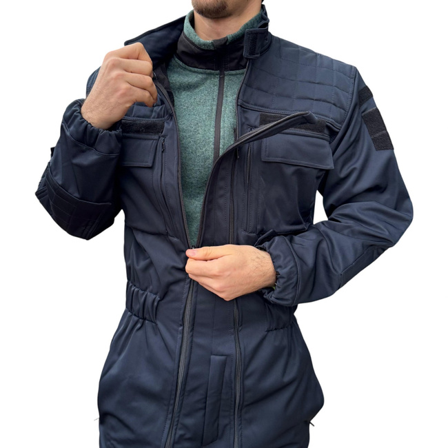 Winter Softshell Coverall For Gendarmes - With JANDARMERIA Patch And Tricolor Emblem - Navy Blue - Lecter Tactical