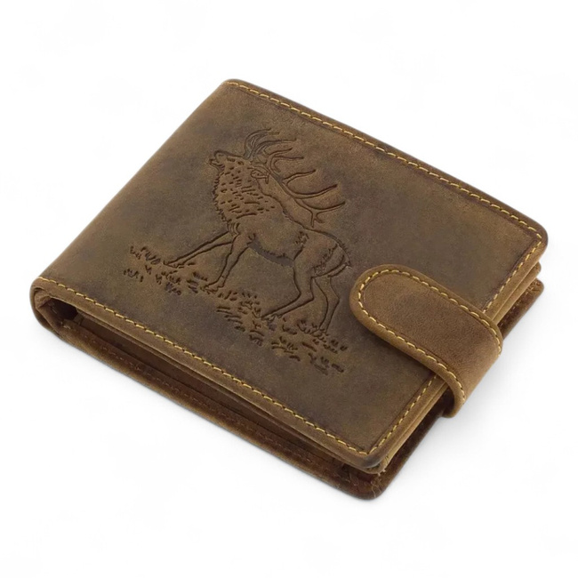 Leather Wallet for Hunters with Print - Deer - Brown - GreenDeed