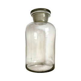 VINTAGE BOTTLE WITH GLASS STOPPER - VASE - 1980S - TRANSPARENT - ROMANIAN ARMY MILITARY SURPLUS - IN GOOD CONDITION