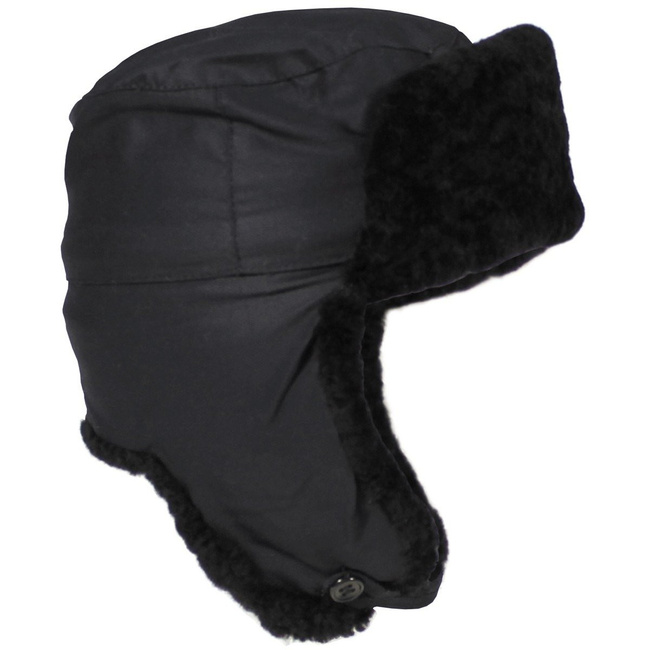CZ Winter Cap, black, with real fur, like new - small sizes
