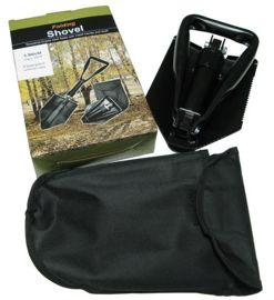 GERMAN ARMY BLACK DOUBLE FOLDING SHOVEL WITH COVER