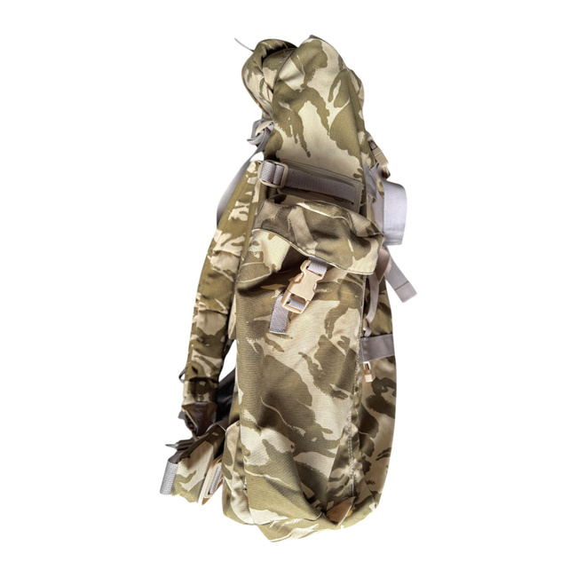 NAGY KATONAI HARCI HÁTIZSÁK ZSEBBEL, LEVEHETŐ KÜLSŐ TASAKKAL - CONDOR - 90L - KATONAI TÖBBLET ROMÁN HADSEREG - SIVATAGI TEREPSZÍNŰ - JÓ ÁLLAPOTBAN