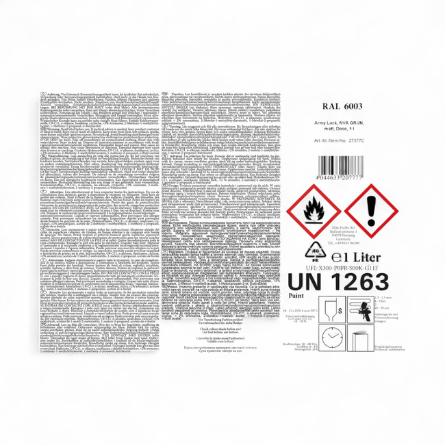 Katonai álcázó festék - gyorsan száradó - 1 l - NVA zöld - RAL6003 - MFH