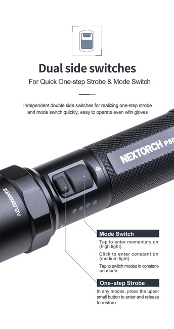 Nextorch P80 nagy teljesítményű taktikai lámpa - fekete