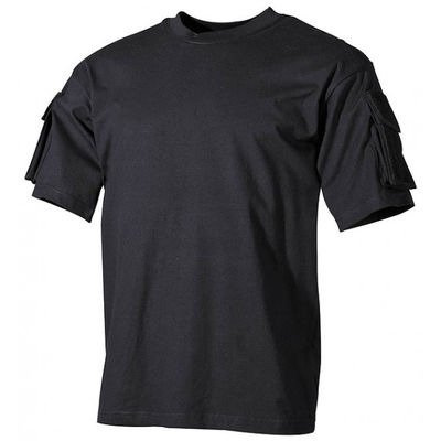 US T-Shirt, black, with sleeve pockets