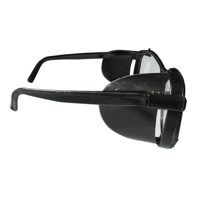 Glasses with Transparent Lenses and Detachable Side Shields - Black Frame - Romanian Army Military Surplus - In Good Condition