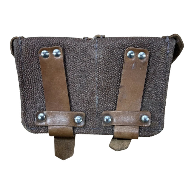 Double Ammunition Pouch - Mosin Nagant - Brown Speckled Leather - Romanian Army Military Surplus - Good Condition