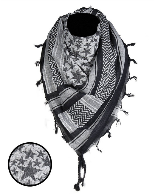 Shemagh scarf - white/black stars
