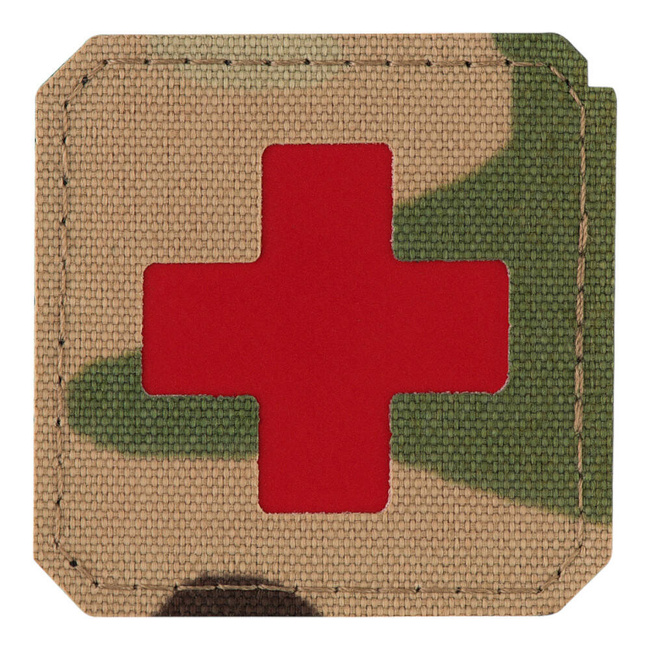 JELVÉNY MEDIC KERESZT LASER CUT - MULTICAM/PIROS - M-TAC