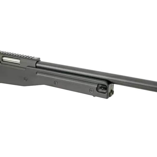 REPLIKA AIRSOFT MESTERLÖVÉSZ PUSKA - TOVÁBBFEJLESZTETT VÁLTOZAT - 650 FPS - FEKETE - JÓL - MB01AE