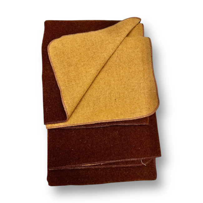 Merino Wool Blanket - Chocolat Model - 150x200 cm - 1800 g - Double-Sided (Light Brown/Dark Brown)