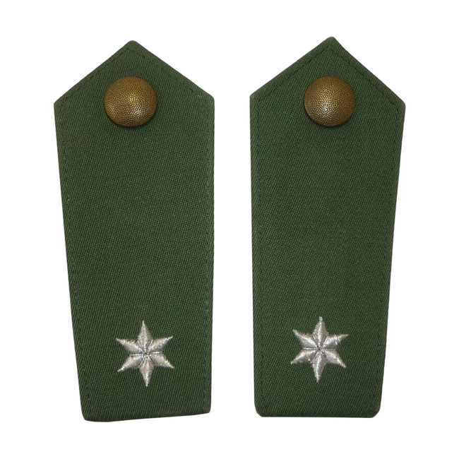PAIR OF POLICE EPAULETTES – 1 STAR – OD GREEN/SILVER – WEST GERMAN FEDERAL POLICE – LIKE NEW