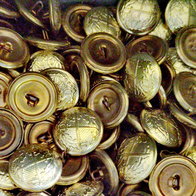 Golden metal buttons - 2,1 cm - SURPLUS MILITARY ROMANIAN ARMY - TERRESTRIAL FORTS (set of 10)