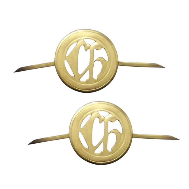 PAIR OF RANK INSIGNIA - CHEMISTRY - ROMANIAN ARMY MILITARY SURPLUS - GOLDEN - IN GOOD CONDITION