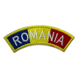 ECUSON DRAPEL ROMANIA - ARCADA - CONTUR GALBEN, cu aplicare Velcro (cu scai)