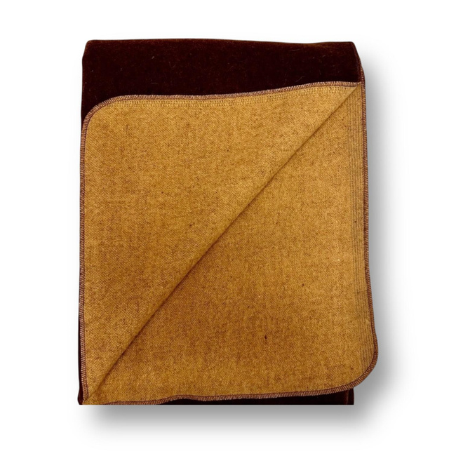 Merino Wool Blanket - Chocolat Model - 150x200 cm - 1800 g - Double-Sided (Light Brown/Dark Brown)