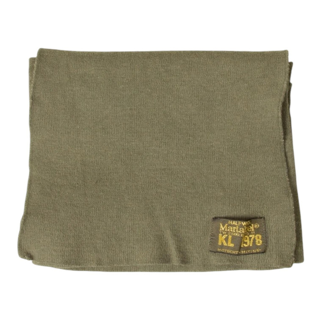 Vintage Half Tubular Scarf - 1970s - Dutch Army Military Surplus - Olive Green - In Good Condition