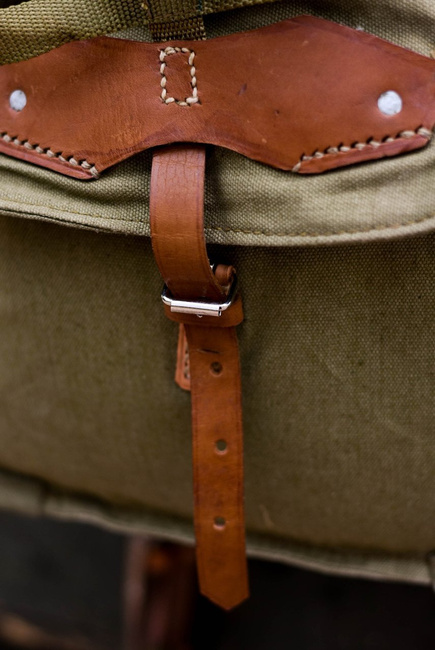 Katonai hátizsák- Hidegháborús román hadsereg (vászon) - vintage ritka - Zöld OD - Mint új