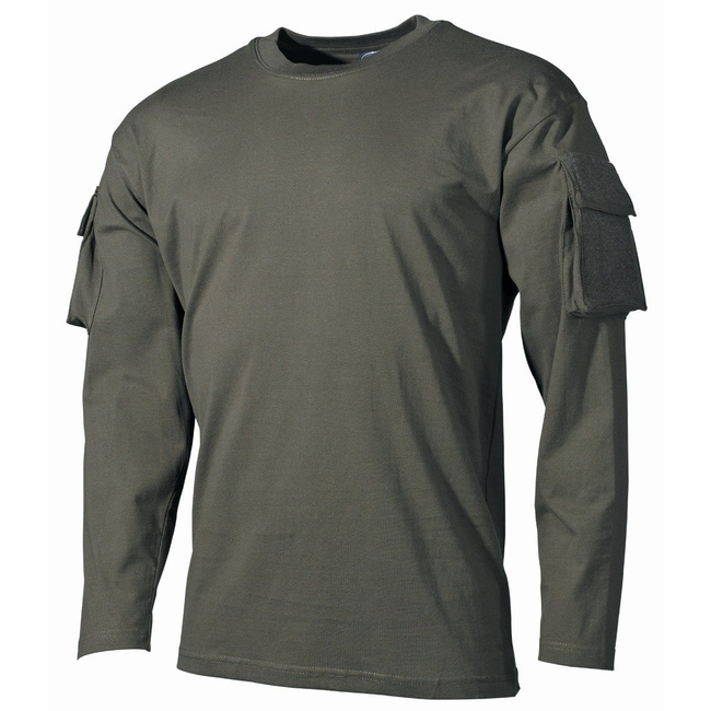 MFH long shirt with velcro pockets on the sleeves US, 170g/m2 - OD green