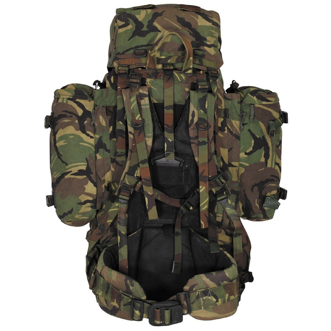LARGE BACKPACK WITH SIDE POUCHES - 120 L - DUTCH ARMY MILITARY SURPLUS - DUTCH CAMO NL - USED