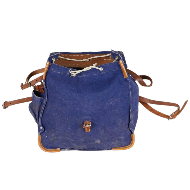 VINTAGE MILITARY RUCKSAK - COLD WAR ROMANIAN ARMY RARE SURPLUS - BLUE - USED