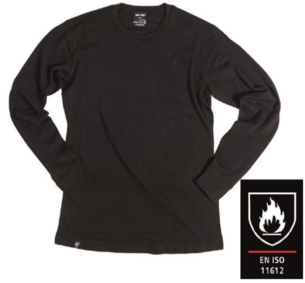 LONG SLEEVE UNDERSHIRT - FLAME RESISTANT - ISO11612 CERTIFIED - Mil-Tec - BLACK