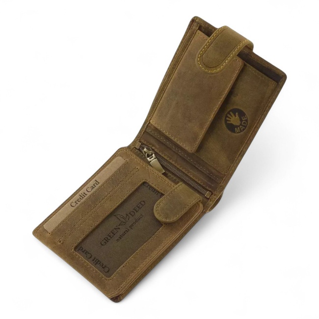Bőrpénztárca vadászoknak mintával - Medve - Barna - GreenDeed