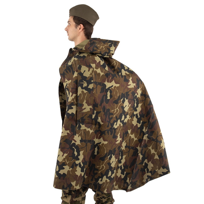 TENT TARPAULIN PLASH-PALATKA RAIN CAPE/SHELTER HALF - 180 x 180 CM - LEAF MOSAIC CAMOUFLAGE - ROMANIAN ARMY MILITARY SURPLUS - LIKE NEW