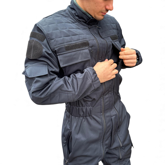 Téli Softshell Overall Csendőrök Számára - JANDARMERIA Felvarróval És Nemzeti Trikolór Jelvénnyel - Sötétkék - Lecter Tactical