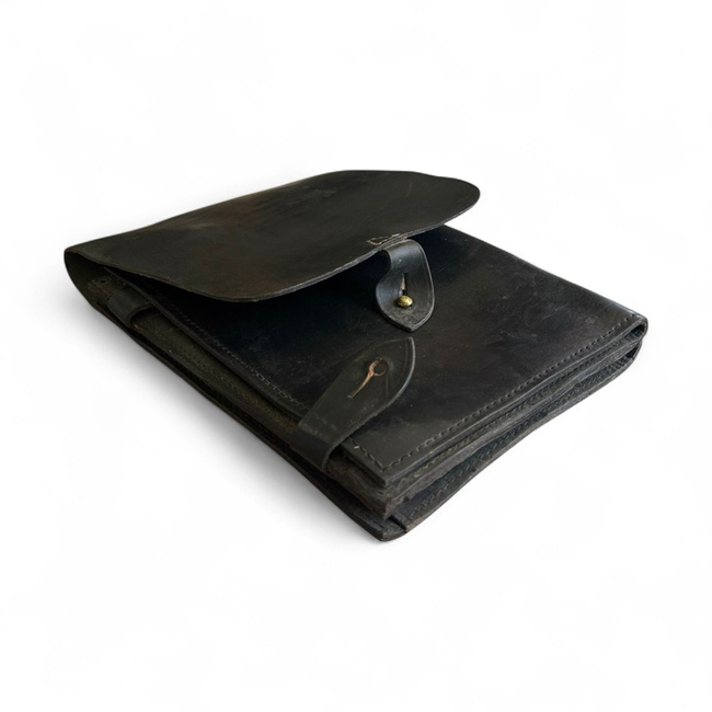 Leather Map Case - Military Porthart RSR Era - Officer - Romanian Army Surplus - Black - Like New