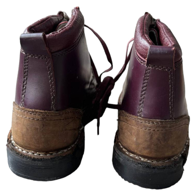 LEATHER MILITARY BOOTS - MOUNTAIN HUNTERS - MILITARY SURPLUS ROMANIAN ARMY- DARK RED - LIKE NEW