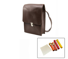 IMITATION LEATHER BAG WITH CONTENTS - MILITARY SURPLUS ROMANIAN ARMY - BROWN - IN GOOD CONDITION