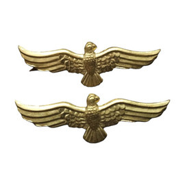 PAIR OF RANK INSIGNIA - AVIATION - ROMANIAN ARMY MILITARY SURPLUS - GOLDEN - IN GOOD CONDITION
