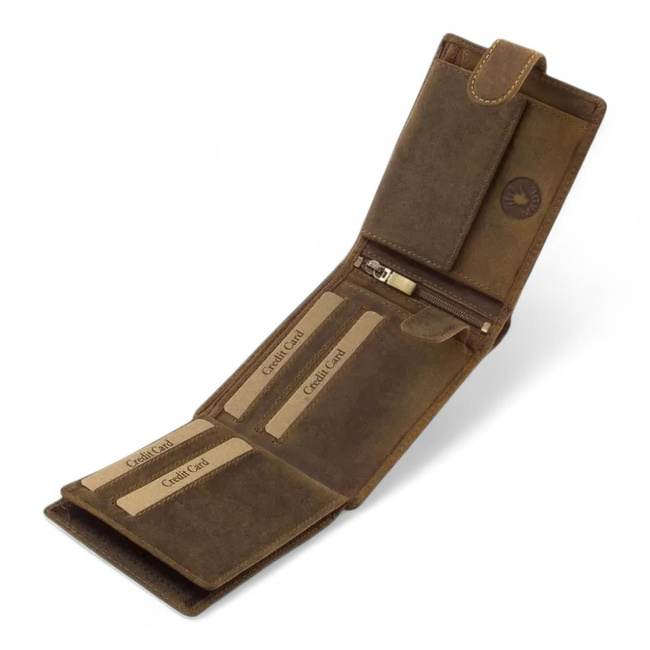 Bőrpénztárca vadászoknak mintával - Szarvas - Barna - GreenDeed