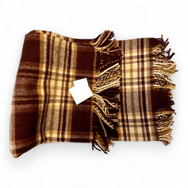 Román gyapjú takaró, 150x200cm, barna/bézs/tejszín prémium