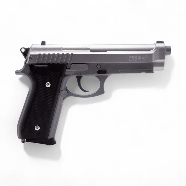 Kézi működtetésű Airsoft pisztoly, PT92 Ezüst Fém Szán, Cybergun