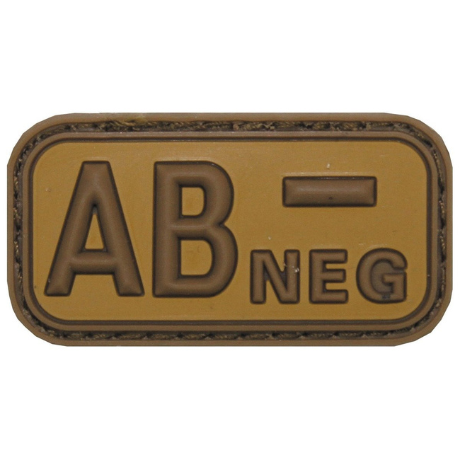 3D VELCRO PATCH - 5 x 2.5 CM - MFH® - BARNA/KHAKI - VÉRCSOPORT "AB NEG"