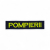 Ecuson POMPIERII piept cu text vernil fluorescent si contur rosu - aplicare termica - 12,5x2,5 cm