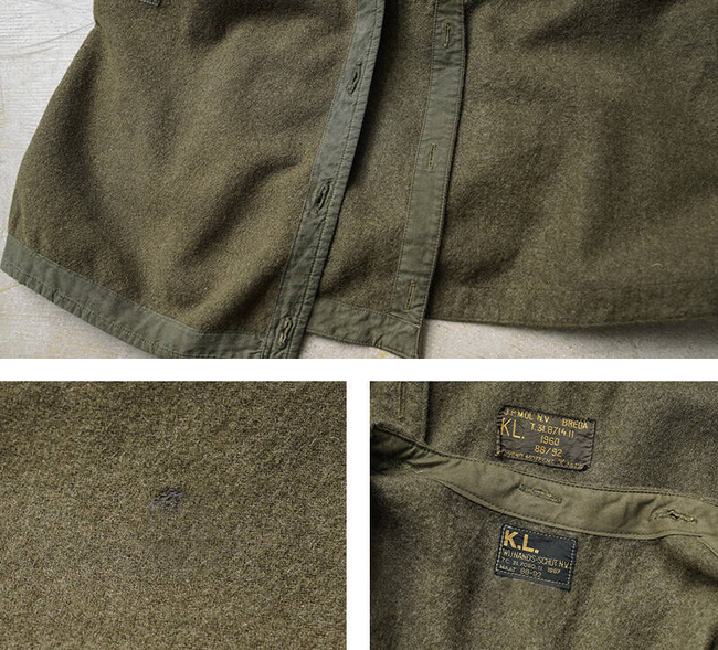 VINTAGE GYAPJÚ MELLÉNY - HOLLAND HADSEREG KATONAI FELESLEG - 60-AS ÉVEK - ZÖLD OD - JÓ ÁLLAPOTBAN