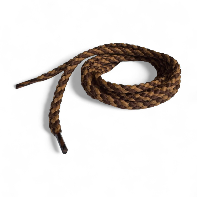 PAIR OF SHOE LACES - 50 CM - ROMANIAN ARMY MILITARY SURPLUS - POLYESTER - BROWN - IN GOOD CONDITION