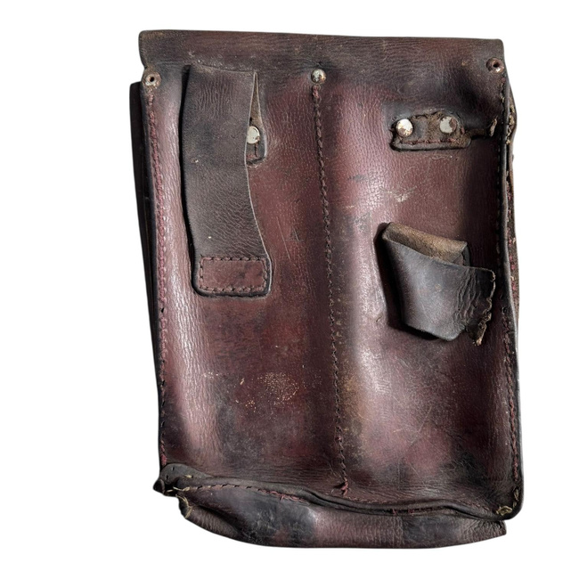 Bőr táska 4 AK-47 tölténytárhoz - Román hadsereg feleslege - Használt