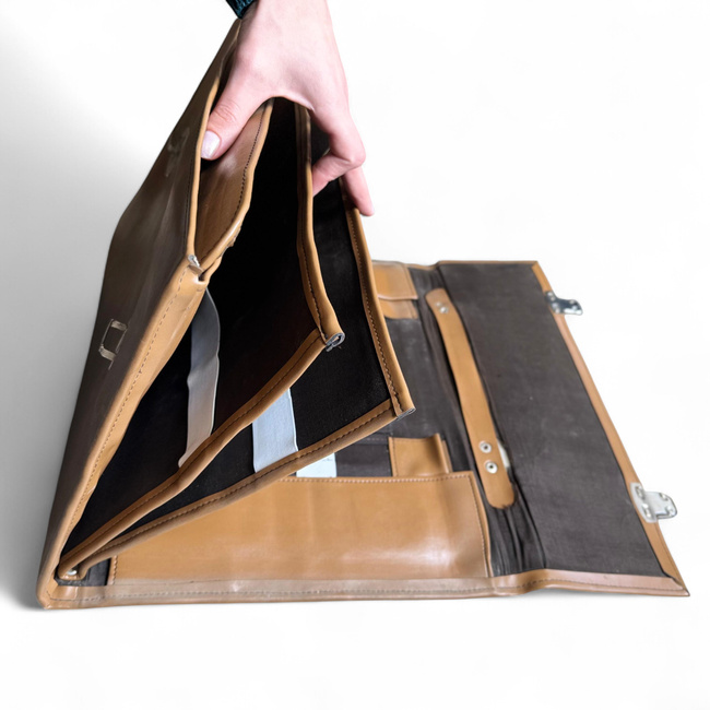 VINTAGE AKTATÁSKA - ROMÁN HADSEREG KATONAI FELESLEG - BARNA - JÓ ÁLLAPOTBAN