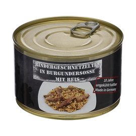 MARHAHÚS-VAGDALT ÉS RIZS KONZERV - 400 G - ELTARTHATÓSÁGI IDŐ 10 ÉV - MFH®