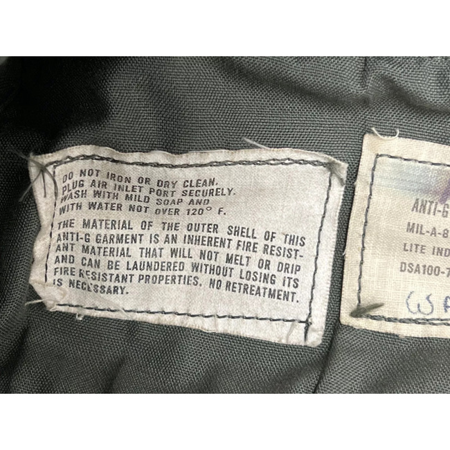 CSU-13B/P ANTI-G SUIT - CUT-OUT MODEL - US AIR FORCE MILITARY SURPLUS - GREEN OD - IN GOOD CONDITION/DECO