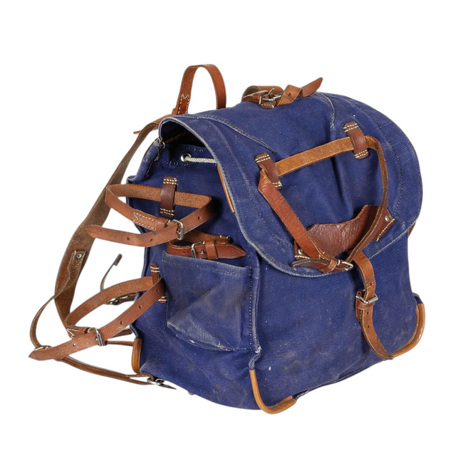 VINTAGE MILITARY RUCKSAK - COLD WAR ROMANIAN ARMY RARE SURPLUS - BLUE - IN GOOD CONDITION