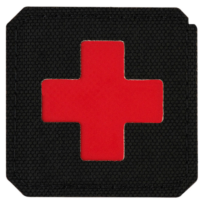 JELVÉNY MEDIC KERESZT LASER CUT - FEKETE/PIROS - M-TAC